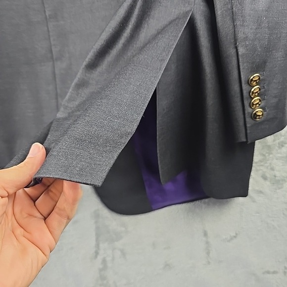 Loro Piana Sport Coat Jacket Men 48 R Gray Super 160's Wool Black Gold‎ Buttons - Picture 6 of 12